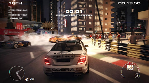 GRID 2 Reloaded Edition gameplay on PC Steam, showcasing an elimination race on a brightly lit city track at night. Experience intense street racing—purchase your GRID 2 Reloaded Edition CD key now at RushGame.co