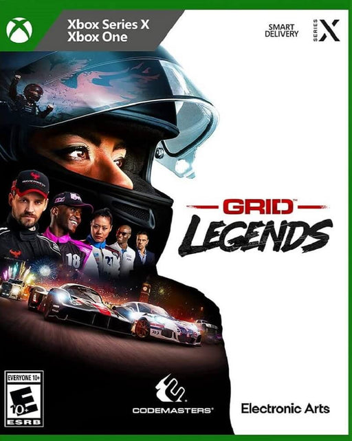 Official cover art for GRID Legends Xbox One and Xbox Series X|S CD Key, featuring a determined race car driver and a lineup of competitors. Get your GRID Legends digital key now at RushGame.co