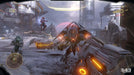 Intense Halo 5: Guardians combat scene showing Spartans battling against high-tech enemies in a futuristic warzone. Get your Xbox One CD key instantly at RushGame.co and join the fight