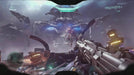 Gameplay screenshot - A high-stakes Halo 5: Guardians battle against a massive alien warship in an action-packed first-person shooter experience. Purchase your Xbox One digital CD key now at RushGame.co for instant delivery