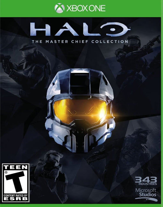 Cover art of Halo: The Master Chief Collection for Xbox One and Xbox Series X/S, featuring the iconic helmet of Master Chief with a glowing golden visor. The background showcases action-packed scenes of Spartan soldiers ready for battle, symbolizing the legendary Halo saga. This ultimate collection includes multiple Halo titles with enhanced graphics and multiplayer action. Get your Halo: The Master Chief Collection Xbox One & Series X/S CD Key instantly at RushGame.co and relive the epic sci-fi adventure