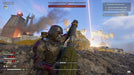 Screenshot from HELLDIVERS 2 on PC Steam, capturing a heavily armored soldier preparing to fire a rocket launcher at an approaching enemy mech. Laser beams and explosions fill the air, creating a chaotic battlefield atmosphere. Engage in strategic combat and futuristic warfare with your HELLDIVERS 2 Super Citizen Edition PC Steam CD Key from RushGame.co
