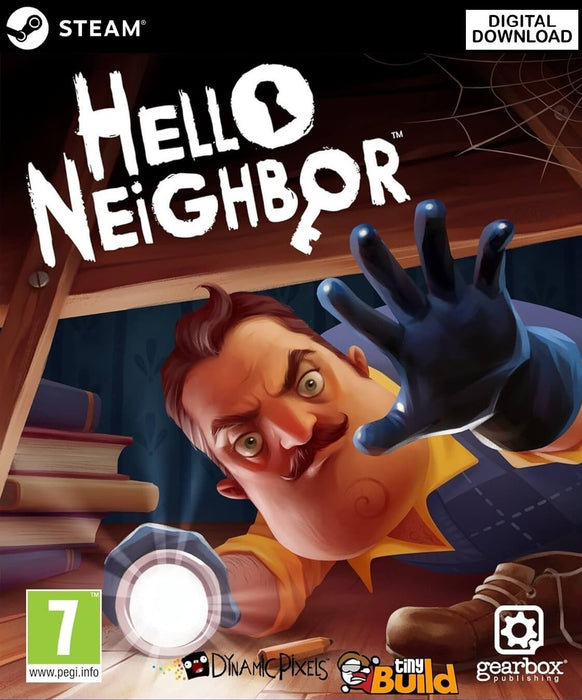 Official cover art for Hello Neighbor on PC Steam. This stealth horror game challenges players to uncover the secrets hidden in their neighbor’s mysterious house while avoiding detection. Buy your digital game key instantly at RushGame.co for an exciting and suspenseful experience