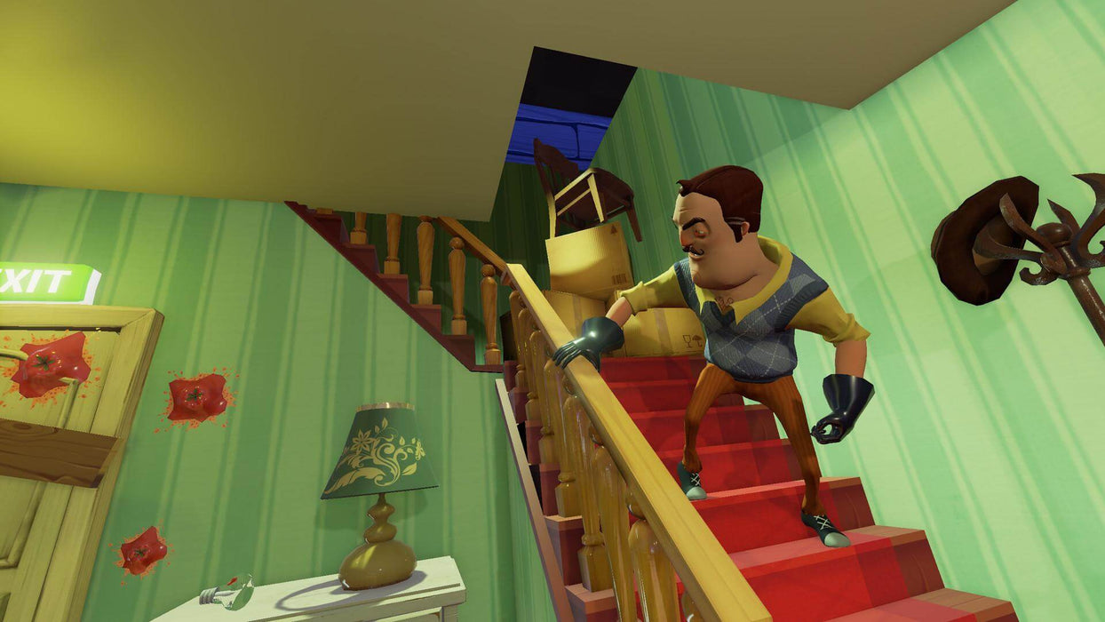 Hello Neighbor screenshot - Main character on the stairs inside the house