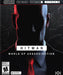 Cover art for HITMAN: World of Assassination for PC, featuring a shadowed silhouette of Agent 47 with a red tie, symbolizing stealth and precision. Includes HITMAN, HITMAN 2, and HITMAN 3. Purchase the Epic Games CD Key now at RushGame.co for instant digital delivery and access to the complete assassination trilogy