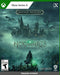 Cover art for Hogwarts Legacy Deluxe Edition on Xbox Series X/S, showing a lone wizard with a glowing wand overlooking the iconic Hogwarts castle shrouded in mist, with dragons flying overhead. Get your digital Xbox key instantly at RushGame.co and step into the magic of the wizarding world