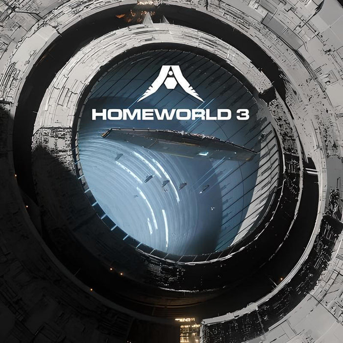 Cover art of Homeworld 3 for PC Steam showcasing a massive spacecraft emerging from a colossal ring-shaped structure in deep space. Purchase your Homeworld 3 Steam CD key at RushGame.co and experience epic real-time strategy battles in a stunning sci-fi universe with instant digital delivery