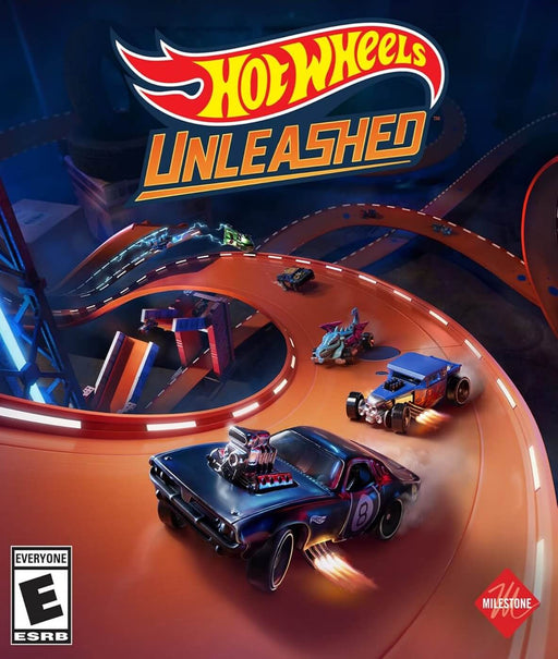 Cover art for Hot Wheels Unleashed on PC Steam, featuring high-speed toy cars racing along twisting, orange Hot Wheels tracks in a dynamic and colorful setting. Perfect for fans of arcade racing games and nostalgic Hot Wheels action. Buy your official Hot Wheels Unleashed Steam CD Key now at RushGame.co with instant digital delivery