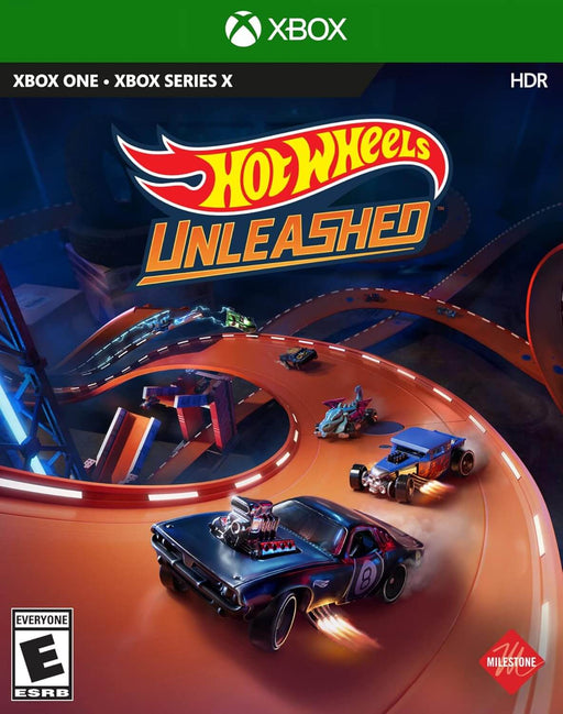 Official cover for Hot Wheels Unleashed on Xbox One and Xbox Series X/S, showcasing dynamic toy car racing on iconic orange Hot Wheels tracks with detailed graphics and HDR support. Race through thrilling loops and stunts in this action-packed arcade racing game. Purchase your Hot Wheels Unleashed Xbox CD Key (US) now at RushGame.co for instant digital delivery