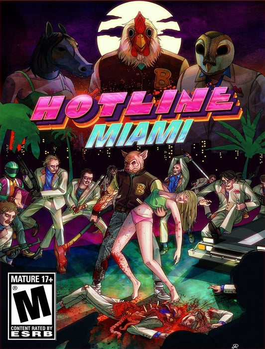 Vibrant and intense cover art for Hotline Miami on PC Steam, showcasing a surreal neon-lit scene filled with masked figures, brutal violence, and retro 80s aesthetics. This mature-rated top-down action game is known for its fast-paced gameplay, synthwave soundtrack, and psychological storyline. Get your Steam CD Key now at RushGame.co and dive into the gritty chaos of Miami’s underworld