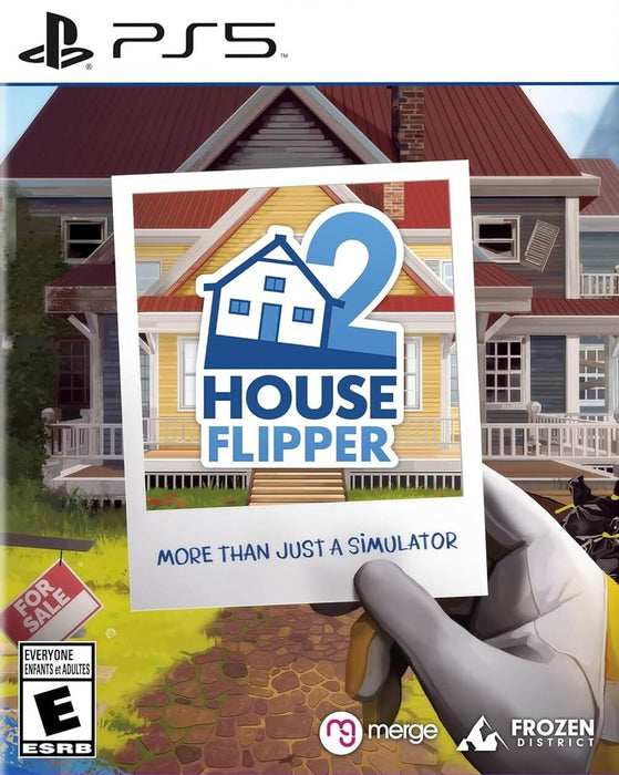 Cover art for House Flipper 2 on PS5, showing a gloved hand holding a photo of a renovated house with the tagline 'More Than Just a Simulator'. Buy House Flipper 2 PS5 CD Key (North America) at RushGame.co for instant digital delivery and start transforming virtual homes today