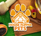 Cover image for House Flipper – Pets DLC, featuring a bright paw print logo surrounded by pet toys and grooming items. Buy House Flipper Pets DLC Steam CD Key at RushGame.co and experience home renovations tailored for your furry companions with instant digital delivery.