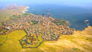 Gameplay screenshot - Expansive cityscape and coastal region in Humankind PC Steam, with trade routes and naval activity. Build your civilization—get the Steam game code now at RushGame.co