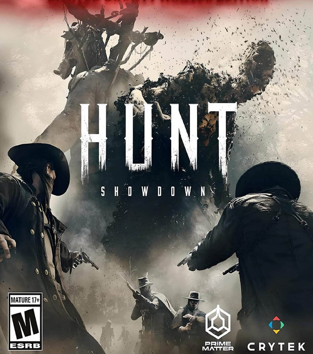 Official cover art for Hunt: Showdown on PC Steam, featuring gunslingers in a gritty showdown with a monstrous creature. Get your Hunt: Showdown Steam CD key instantly at RushGame.co and join the intense PvPvE action