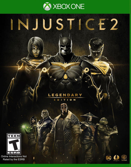 Cover art for Injustice 2: Legendary Edition on Xbox One, showcasing Batman, Supergirl, Superman, and a full lineup of DC Universe fighters. Get your Xbox One CD key (US) now at RushGame.co and dominate the arena with the ultimate edition of this superhero fighting game