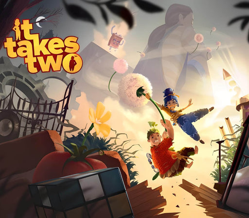 Official cover art for It Takes Two on PC EA Play, featuring the iconic co-op duo swinging through a whimsical world. Get your digital key for It Takes Two on Origin at RushGame.co and dive into this award-winning adventure