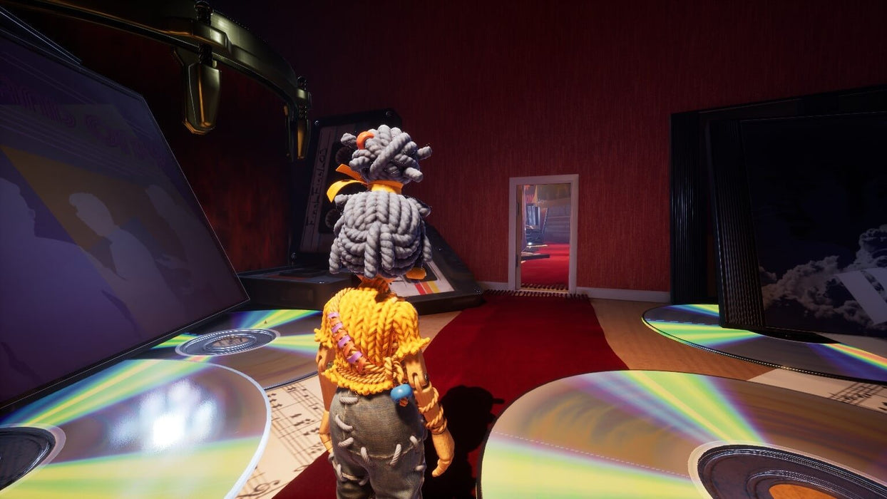 In-game screenshot from It Takes Two on Steam featuring the character May exploring a room filled with giant CDs and cassette tapes. Get your It Takes Two digital key for PC Steam now at RushGame.co