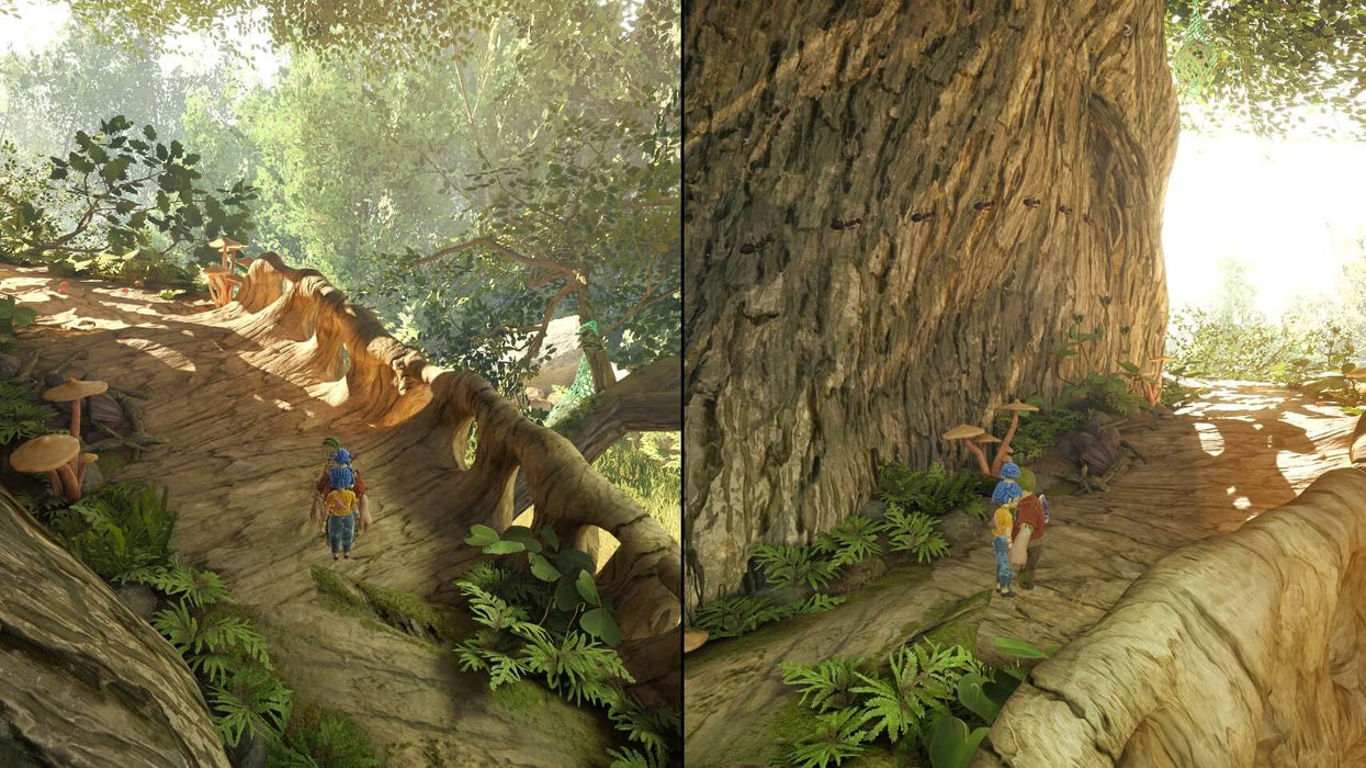 Beautiful in-game scene from It Takes Two on Xbox, where the characters traverse a massive tree trunk surrounded by nature. Get your Default Title or Series X|S key for It Takes Two now at RushGame.co