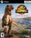 Cover art from Jurassic World Evolution 2 PC Steam version featuring a roaring T-Rex and a futuristic dinosaur park backdrop. Buy your digital CD key now at RushGame.co and start building your prehistoric empire today