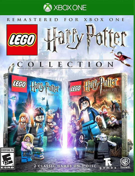 Cover art for LEGO Harry Potter Collection Xbox One featuring iconic characters like Harry, Ron, Hermione, and Voldemort from Years 1-7. Buy your Xbox One CD Key at RushGame.co for fast digital delivery and magical savings