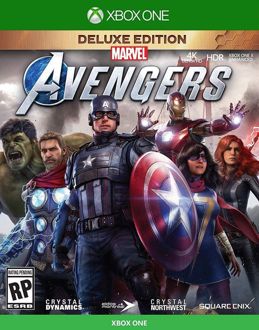 Cover art for LEGO Marvel's Avengers Deluxe Edition on Xbox One, showcasing Captain America, Iron Man, Hulk, and other heroes ready for battle. Get your Xbox One CD Key US instantly at RushGame.co and dive into the action with fast digital delivery