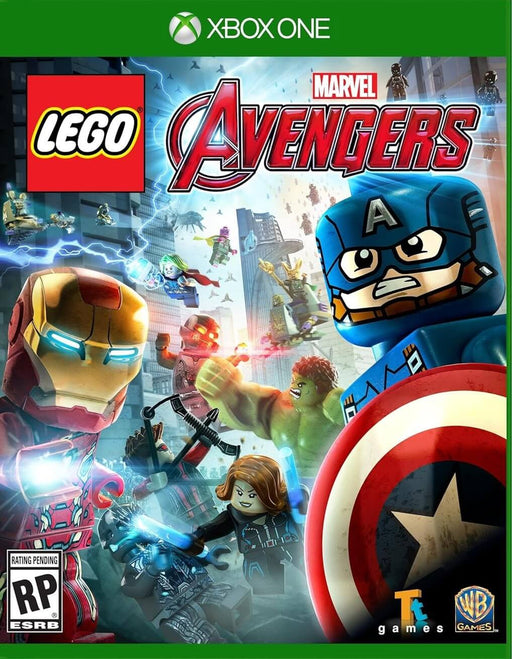 Cover image of LEGO Marvel's Avengers for Xbox One, featuring LEGO-style heroes like Iron Man, Captain America, Hulk, and Black Widow in action-packed battle scenes. Purchase the Xbox One CD Key US at RushGame.co for instant digital delivery and superhero fun.