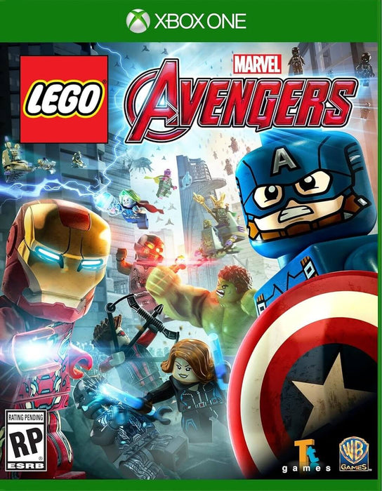 Cover image of LEGO Marvel's Avengers for Xbox One, featuring LEGO-style heroes like Iron Man, Captain America, Hulk, and Black Widow in action-packed battle scenes. Purchase the Xbox One CD Key US at RushGame.co for instant digital delivery and superhero fun.
