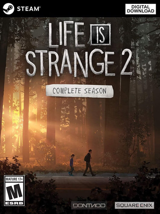 Cover image for Life is Strange 2: Complete Season on PC Steam, showing two brothers walking through a sunlit forest in an emotional and narrative-driven setting. Get your Steam CD Key at RushGame.co and experience the full episodic journey with instant digital delivery