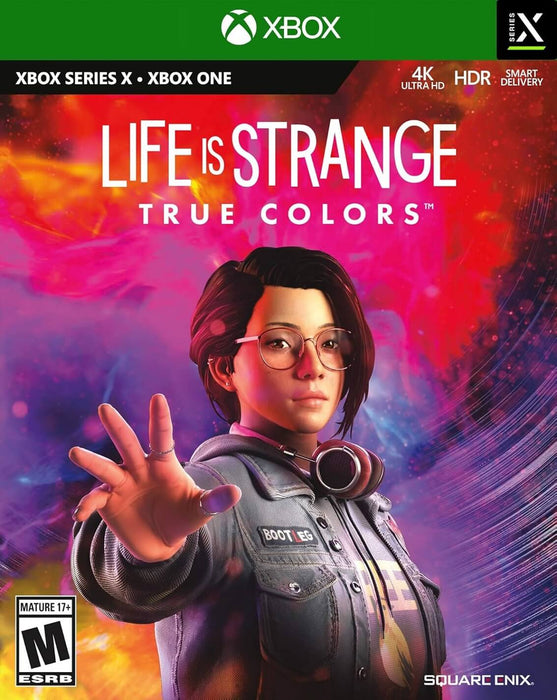 Cover image for Life is Strange: True Colors on Xbox One and Xbox Series X, showing Alex Chen reaching forward with a vibrant emotional aura, surrounded by swirling colors. Get your Xbox One CD Key US now at RushGame.co and explore this award-winning narrative adventure with instant digital delivery