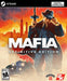Cover art for Mafia: Definitive Edition on PC Steam, featuring a classic mobster holding a tommy gun against a fiery cityscape. Purchase the EU digital CD key now at RushGame.co and relive this iconic crime saga with modern graphics and gameplay enhancements