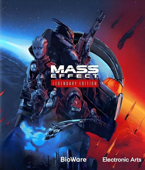 cover art for Mass Effect Legendary Edition on PC via EA Play, featuring iconic characters from the entire trilogy against a dramatic galactic backdrop. Buy your Mass Effect Legendary Edition EA Play CD Key now at RushGame.co and relive the complete sci-fi saga in stunning remastered detail