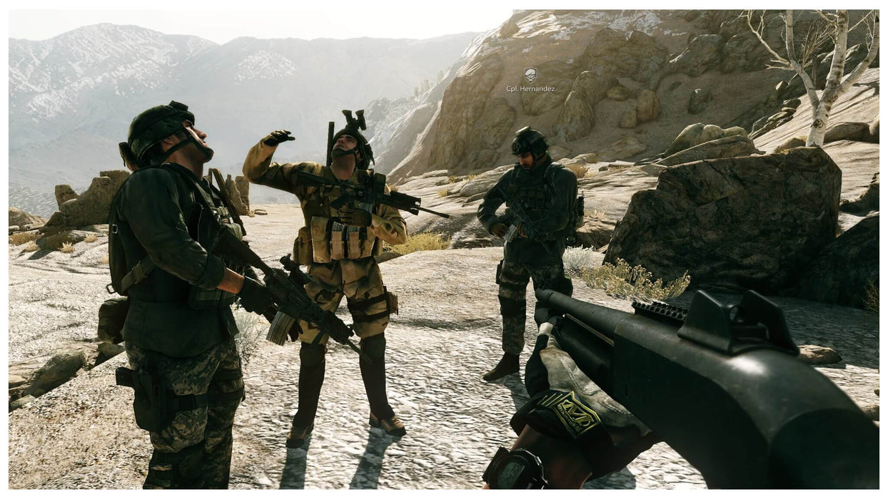 In-game scene from Medal of Honor PC EA Play code showing soldiers planning their next move. Teamwork is crucial for survival. Buy your game key at RushGame.co