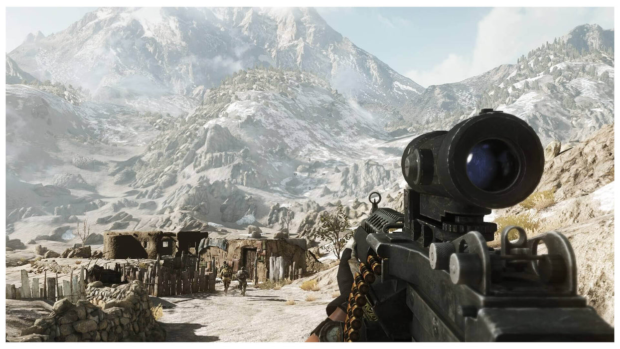 A tense moment in Medal of Honor PC on EA Play as the player scopes out enemies in a rocky mountain range. Immerse in tactical combat. Available at RushGame.co