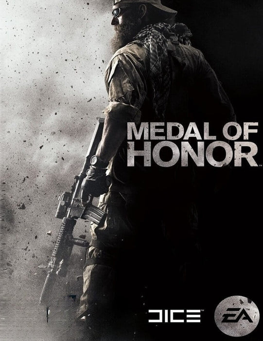 Medal of Honor cover art for PC via EA Play, featuring a battle-hardened Tier 1 operator gripping an assault rifle in a gritty, war-torn atmosphere. Get your Medal of Honor EA Play CD Key now at RushGame.co and step into the boots of an elite warrior