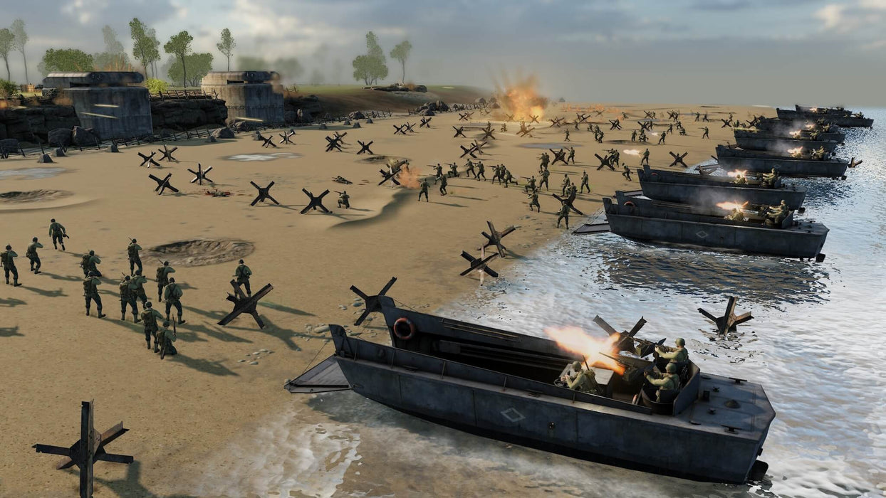 Lead your troops in a strategic amphibious assault during World War II in "Men of War 2" on Steam. Witness the iconic beach invasion as soldiers storm the enemy defenses. Available now at RushGame.co