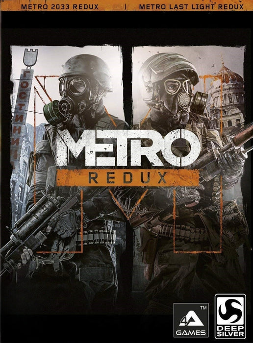 Cover image of Metro 2033 Redux for PC GOG featuring two armed soldiers in gas masks set against a backdrop of post-apocalyptic Moscow. Get your GOG CD key now at RushGame.co and dive into this intense survival shooter with remastered visuals and gripping atmosphere