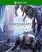 Cover art for Monster Hunter World: Iceborne DLC on Xbox One, featuring a hunter in white armor facing off against the fearsome ice dragon Velkhana in a frozen landscape. Get your Xbox CD Key for Iceborne instantly at RushGame.co and expand your Monster Hunter World adventure with epic new content and challenges