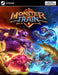 Colorful cover art for Monster Train Bundle on PC Steam, featuring a fiery battle between demonic and celestial creatures leaping from magical cards. Purchase your Monster Train Steam CD Key now at RushGame.co and dive into strategic deck-building action with instant digital delivery