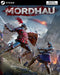 Epic cover art of Mordhau for PC Steam, showcasing intense medieval melee combat between armored knights in a battlefield filled with chaos and fire. Get your Mordhau Steam CD Key now at RushGame.co and join large-scale multiplayer battles in this brutal and realistic sword-fighting game