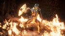 Scorpion unleashes his iconic chain attack in a fiery scene, epitomizing the relentless action of Mortal Kombat 11 Ultimate Edition on PC Steam. Available at RushGame.co