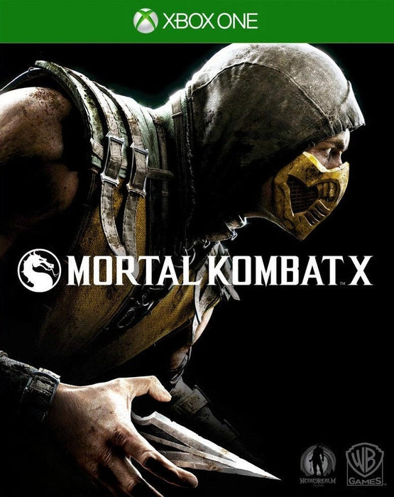 Box art of Mortal Kombat X for Xbox One, featuring Scorpion ready for battle with his signature kunai blade. This dynamic digital game cover highlights the intense, cinematic combat experience. Get your Mortal Kombat X Xbox One game key now at RushGame.co and unleash the fury of the arena