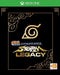 Cover art for Naruto Shippuden: Ultimate Ninja Storm Legacy on Xbox One, featuring a minimalist golden Leaf Village symbol and bold title typography on a black background. Experience the complete ninja saga—buy your Xbox key now at RushGame.co and unlock the legacy instantly