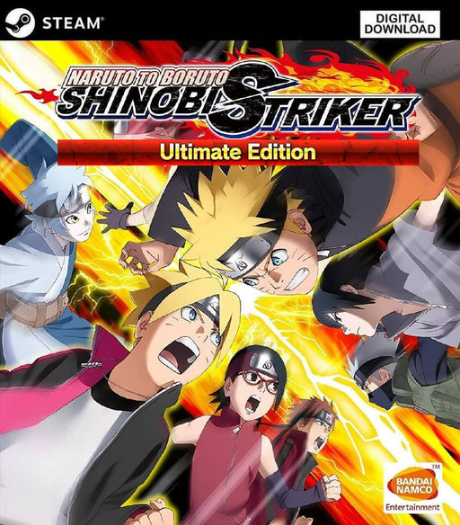 Cover image for Naruto to Boruto: Shinobi Striker Ultimate Edition on PC Steam, highlighting intense team battles with iconic characters from both generations. Get your Steam key now at RushGame.co and unlock the full experience with all bonus content included in this ultimate edition