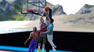 Intense outdoor basketball match with players competing in NBA 2K22. Enjoy the dynamic streetball courts and multiplayer experience in NBA 2K22 on Xbox Series X/S. Get your digital game code from RushGame.co