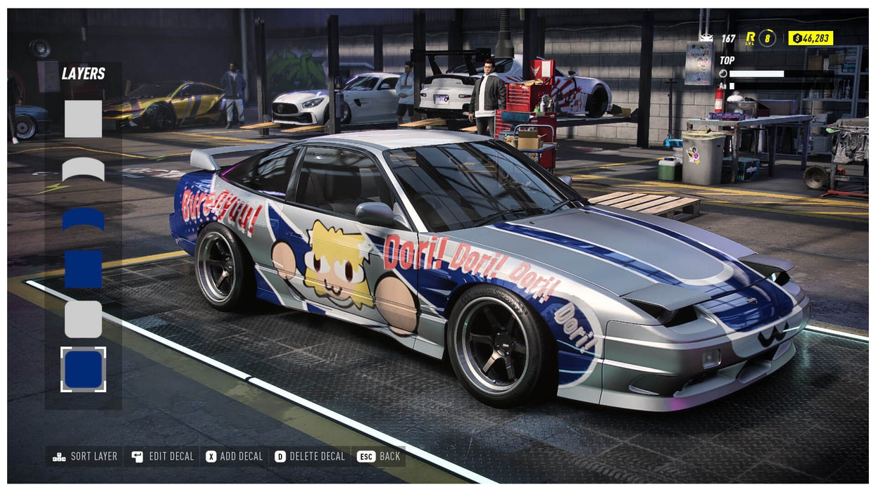 Custom anime-themed car being modified in the garage in Need for Speed Heat on Xbox. Buy your Xbox Series X|S digital code for NFS Heat US at RushGame.co