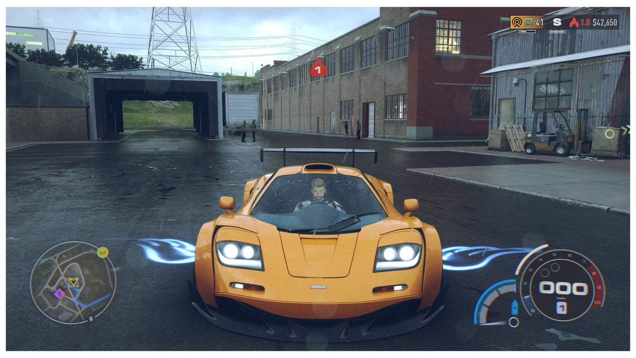 Player in a bright orange McLaren ready for a race in Need for Speed Unbound Palace Edition PC, available as an EA Play CD Key at RushGame.co