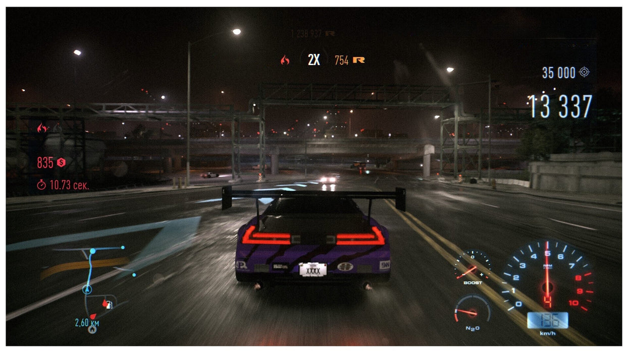 High-speed race through the city in Need for Speed for Xbox One, featuring a purple Acura NSX in action – unlock the thrill with a US digital CD key at RushGame.co