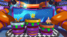 Victory podium scene in Nickelodeon Kart Racers 2: Grand Prix on Xbox featuring SpongeBob, CatDog, and Patrick celebrating their race results. Purchase your Xbox One CD Key now at RushGame.co and join the fun