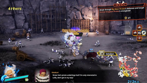 Action-packed gameplay from One Piece Pirate Warriors 4 on Xbox One, with Luffy unleashing his powerful attacks against waves of enemies. Get your US region Deluxe Edition key today at RushGame.co
