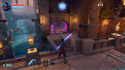 Combat scene from Orcs Must Die! 3 for Steam, where a player defends the fortress against incoming light orcs. Purchase your PC CD Key at RushGame.co and experience epic third-person tower defense action